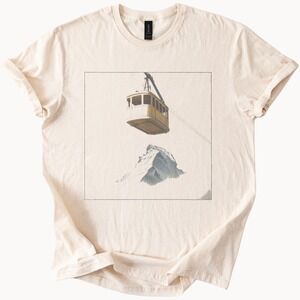 Mountain Cable Car Graphic Tee Minimalist Adventure Design